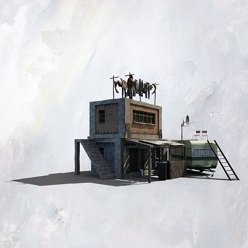 Favela Inspired Old Post Apocalyptic 3d Buildings Assets Blender 3D model 2