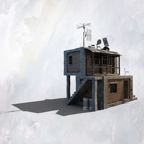 Favela Inspired Old Post Apocalyptic 3d Buildings Assets Blender 3D model 4