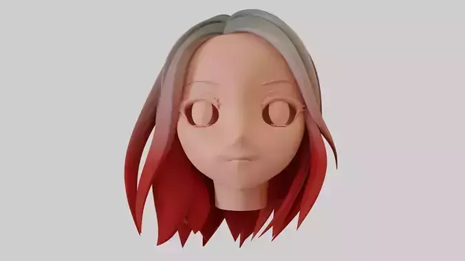 Anime girl short hair style 3D model