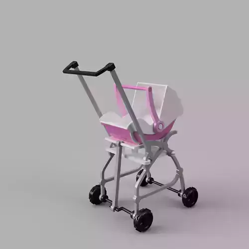 Barbie Stroller and Baby Carry Cot 3D print model