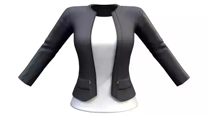 Crop Stylish Black Leather Jacket And White Tshirt