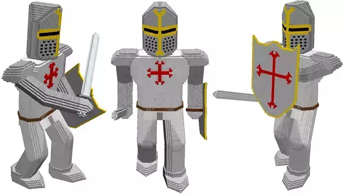 Voxel templar knight Low-poly 3D model