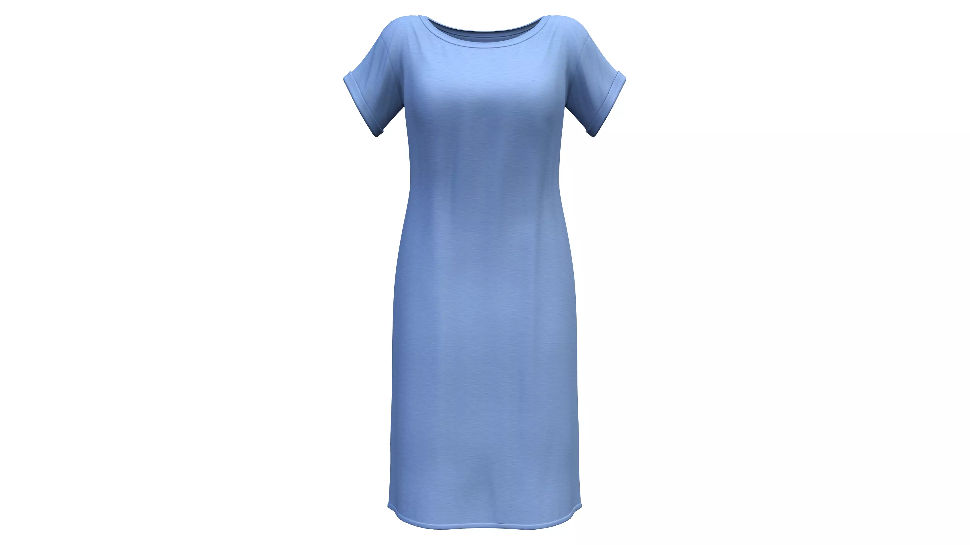 Female Long Tshirt Dress Low-poly 3D model_0