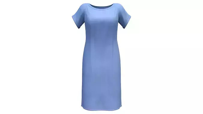 Female Long Tshirt Dress Low-poly 3D model Female Long Tshirt Dress Low-poly 3D model