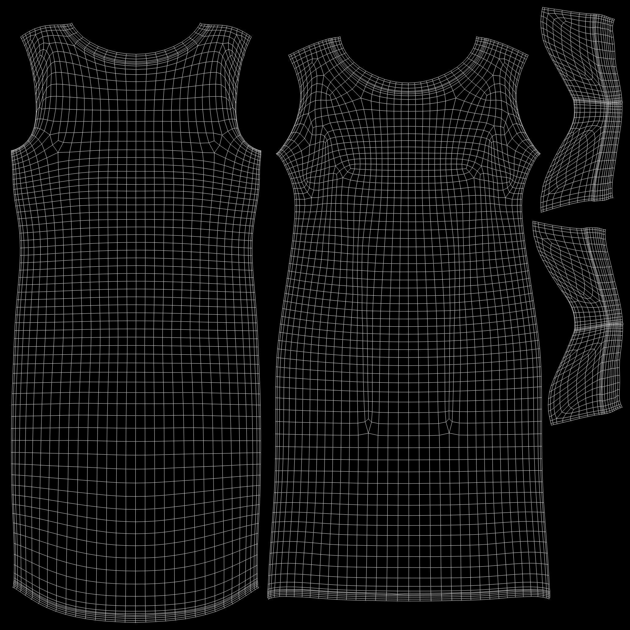 Female Long Tshirt Dress Low-poly 3D model_13