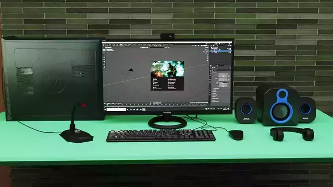 Computer setup 3D model