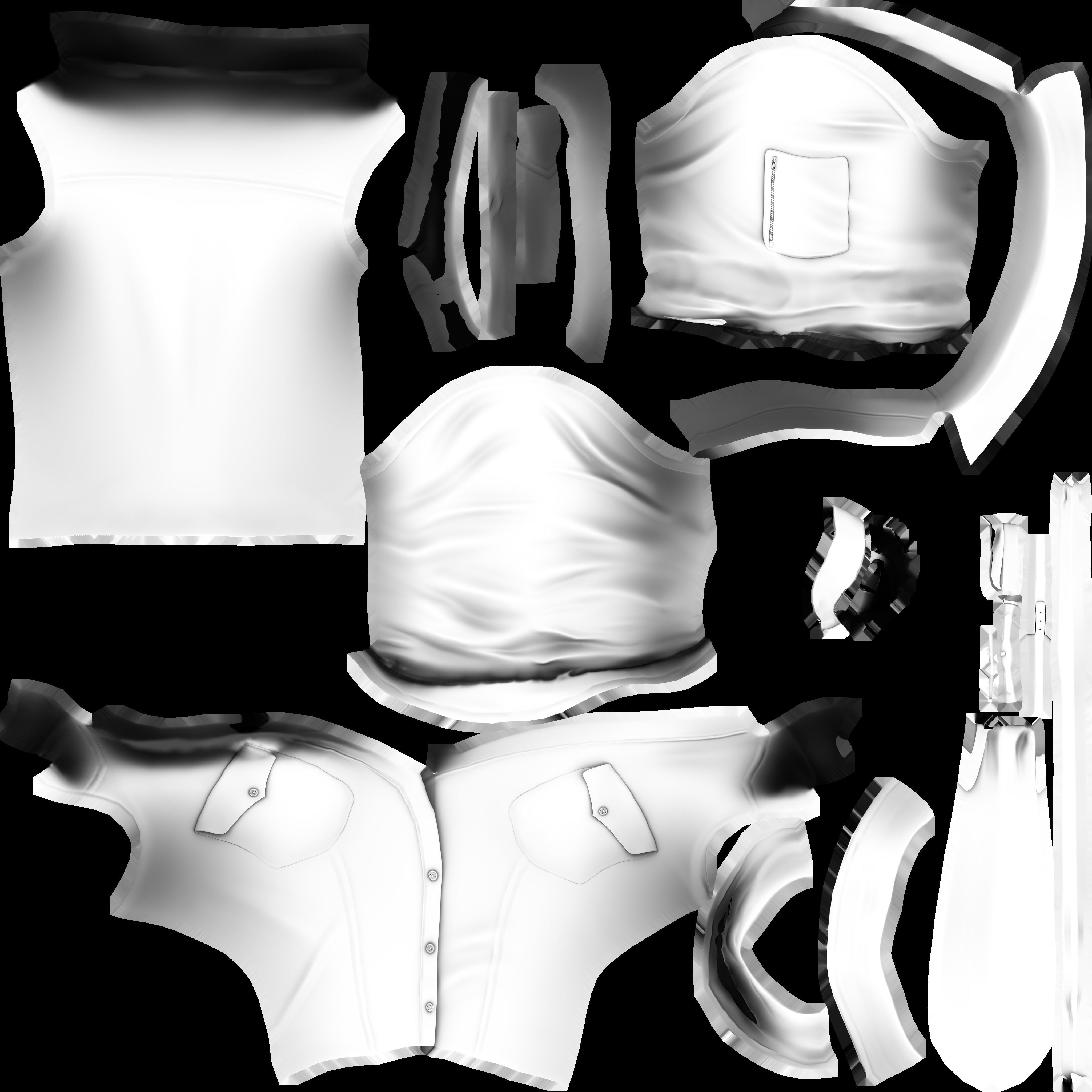 Stained Female Rolled Sleeves Shirt With Loose Tie Low-poly 3D model_12