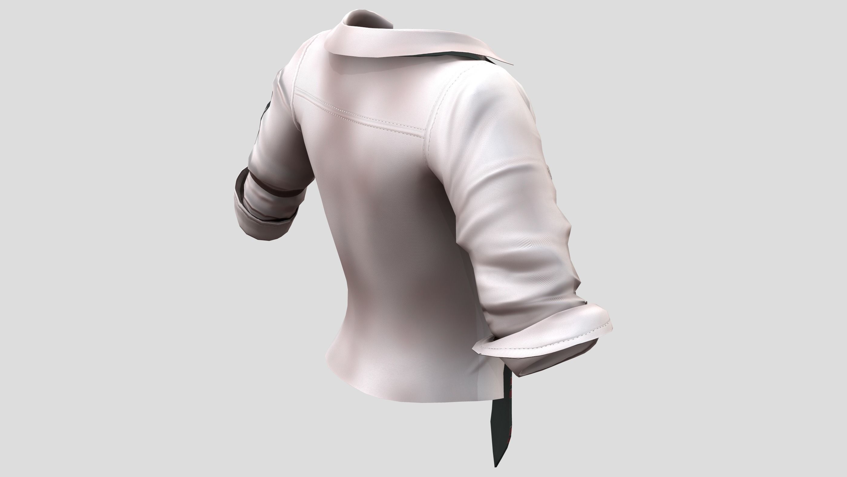 Stained Female Rolled Sleeves Shirt With Loose Tie Low-poly 3D model_5