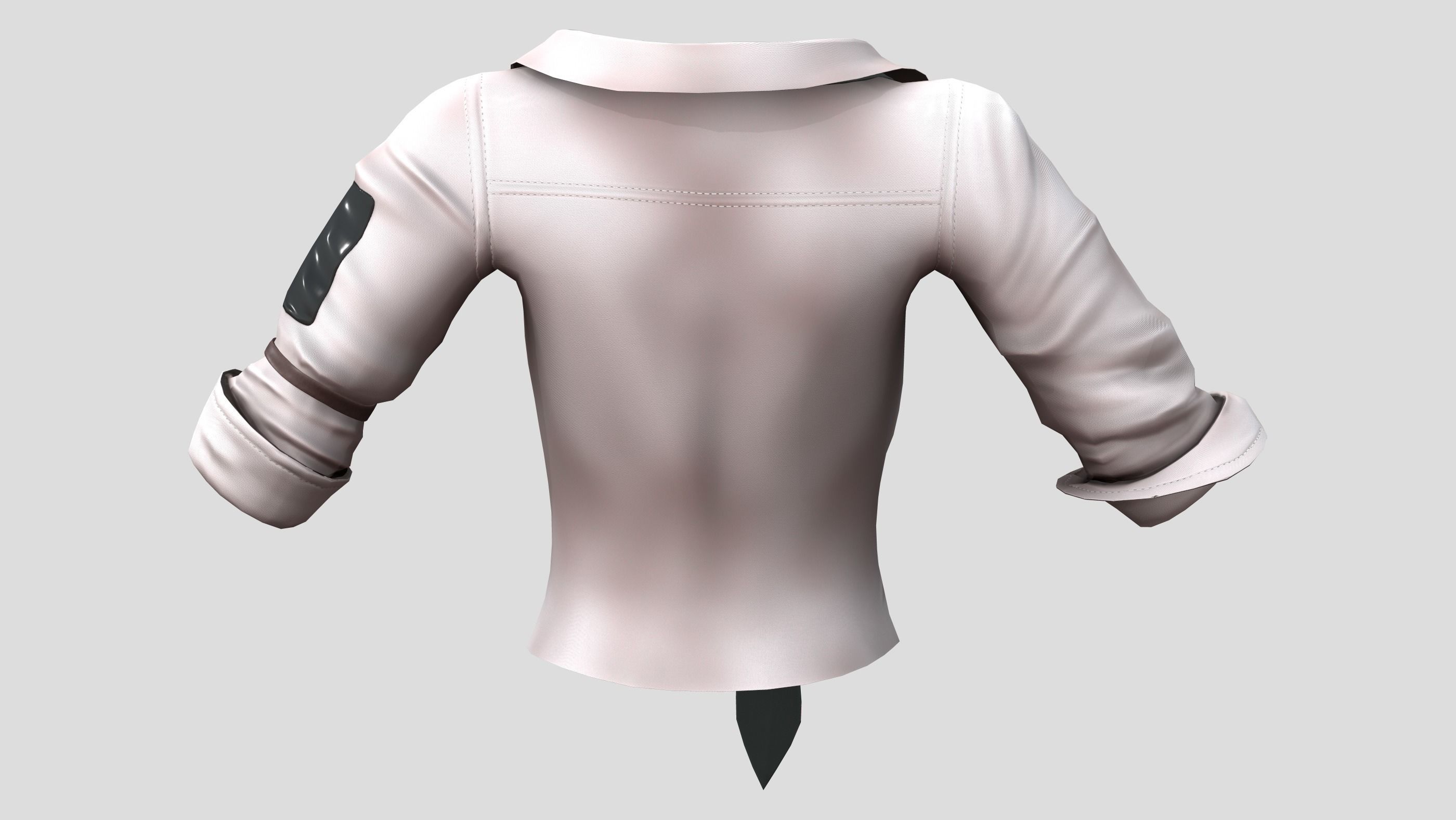 Stained Female Rolled Sleeves Shirt With Loose Tie Low-poly 3D model_4