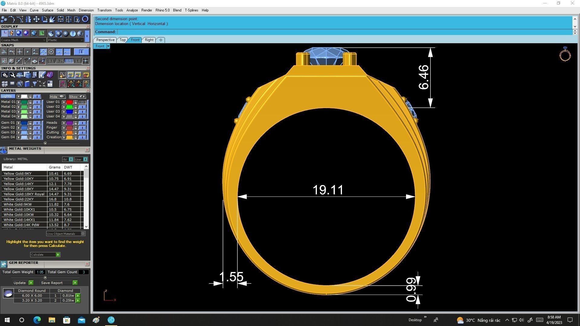 elegant diamond korean men ring 4965 3D print model_4