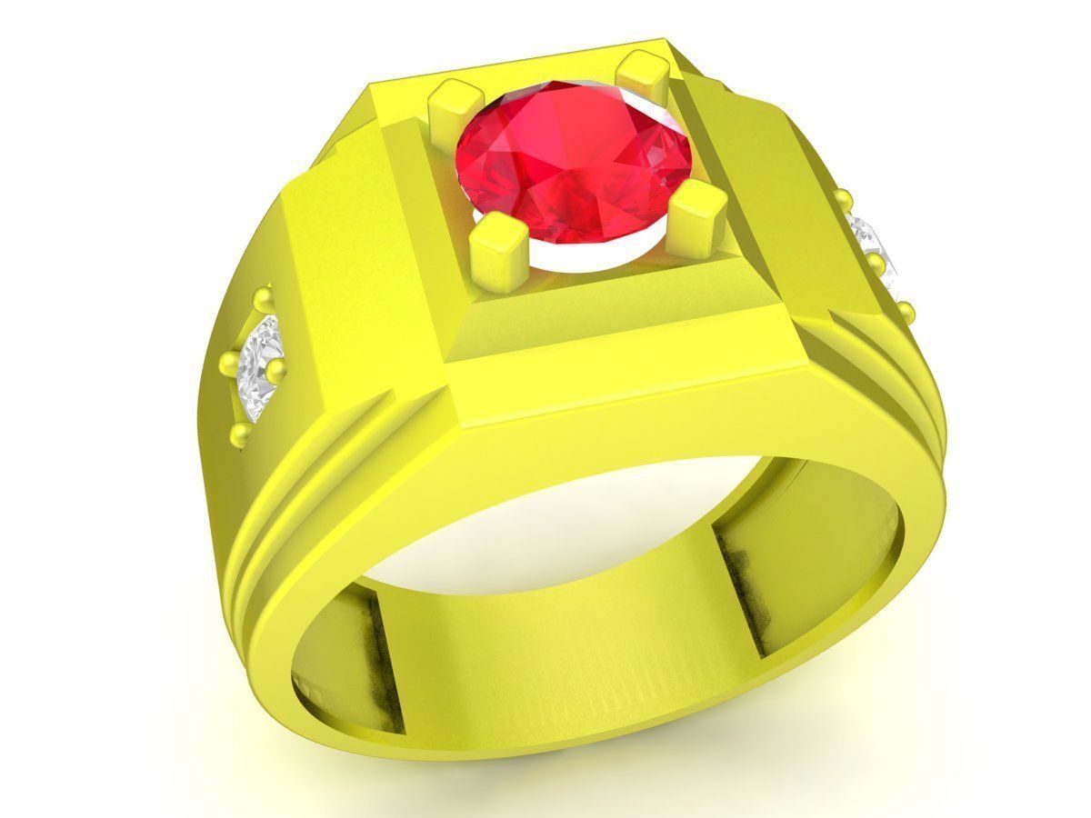 elegant diamond korean men ring 4965 3D print model_1