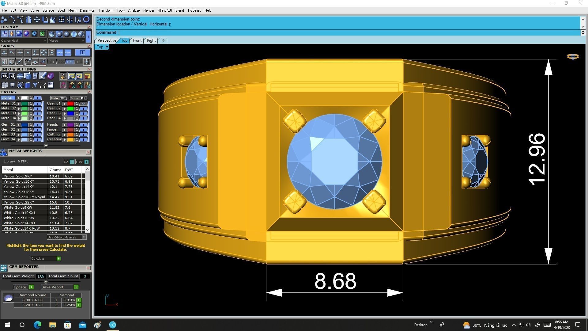 elegant diamond korean men ring 4965 3D print model_5