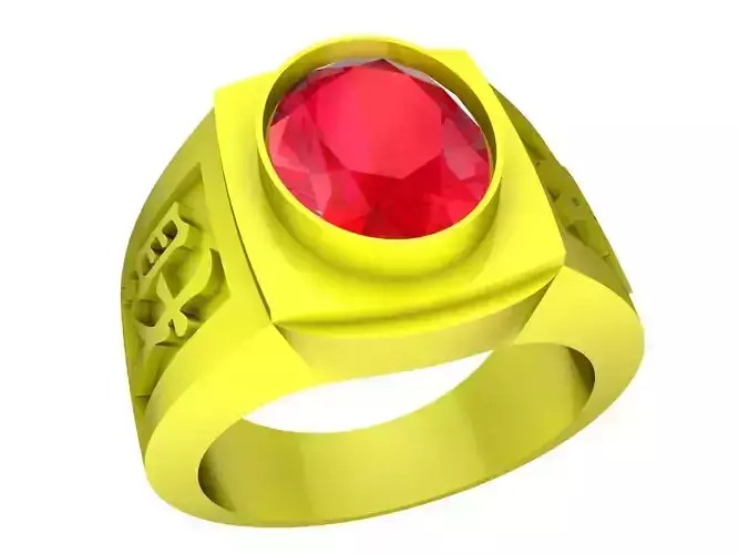 Chinese Oval Diamond Men Ring 3D Model 4971A