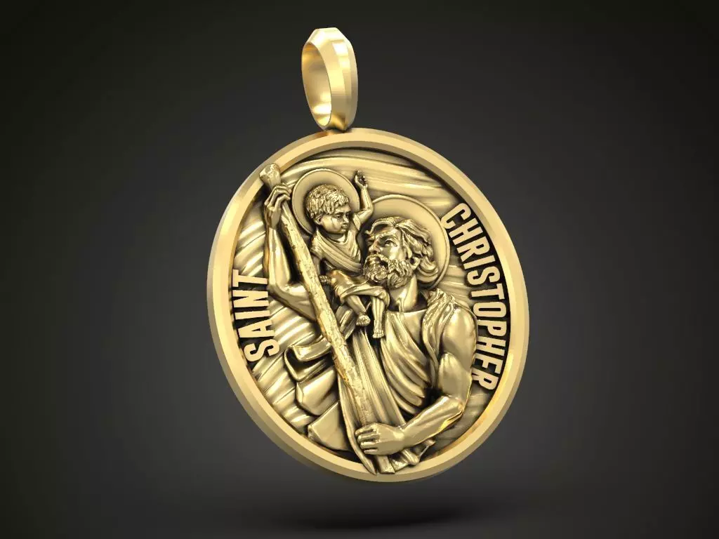 Pendant Saint Christopher baby Jesus prayer 3D print model
