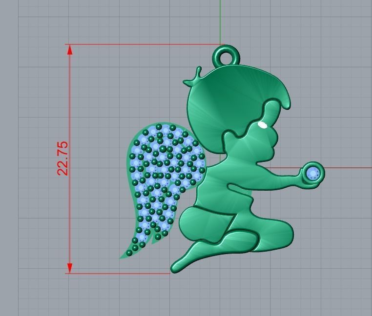 angel pendant 3D print model_6
