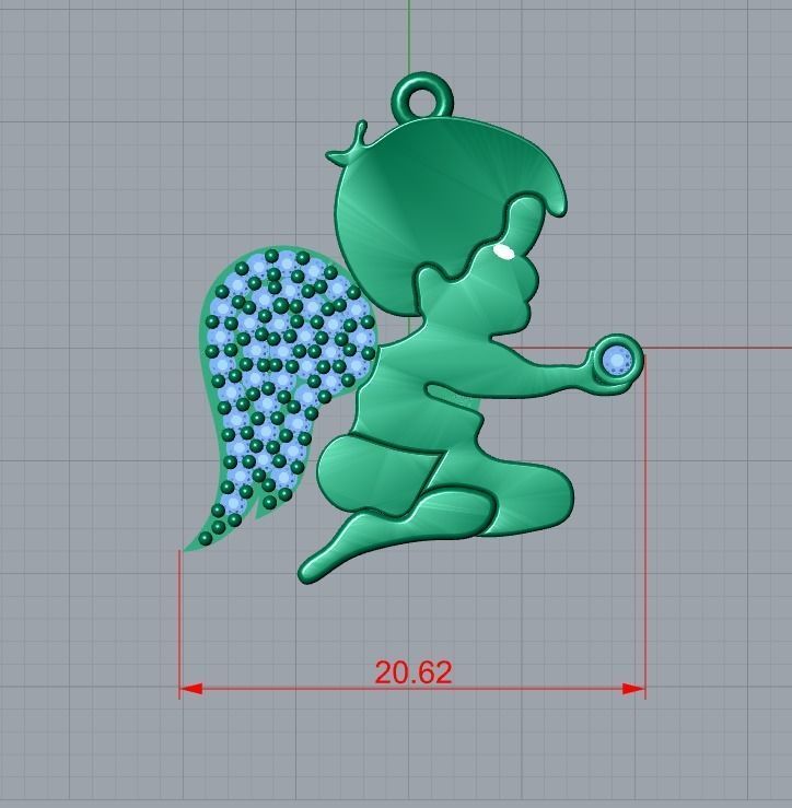 angel pendant 3D print model_7