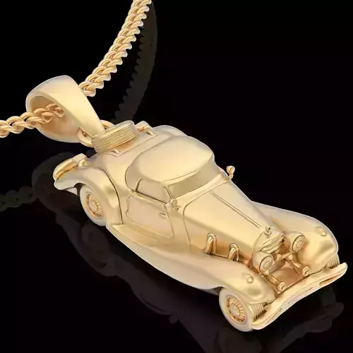 Classic Roadster car pendant gold printable jewelry 3D model