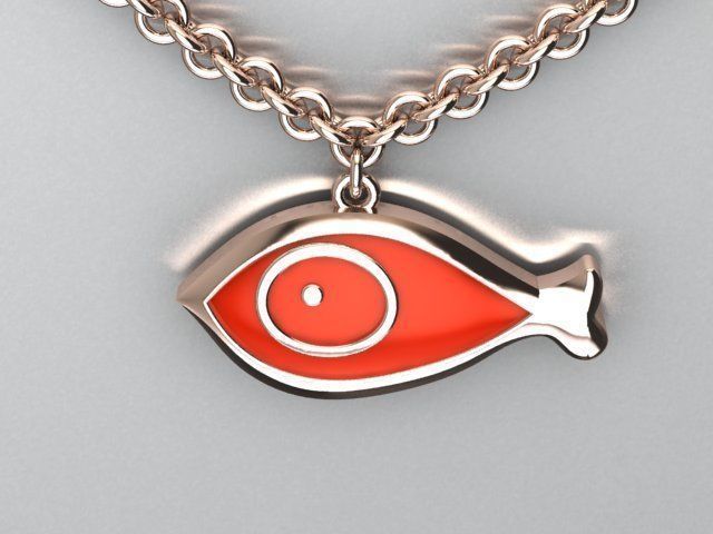 fish pendant 3D print model_2