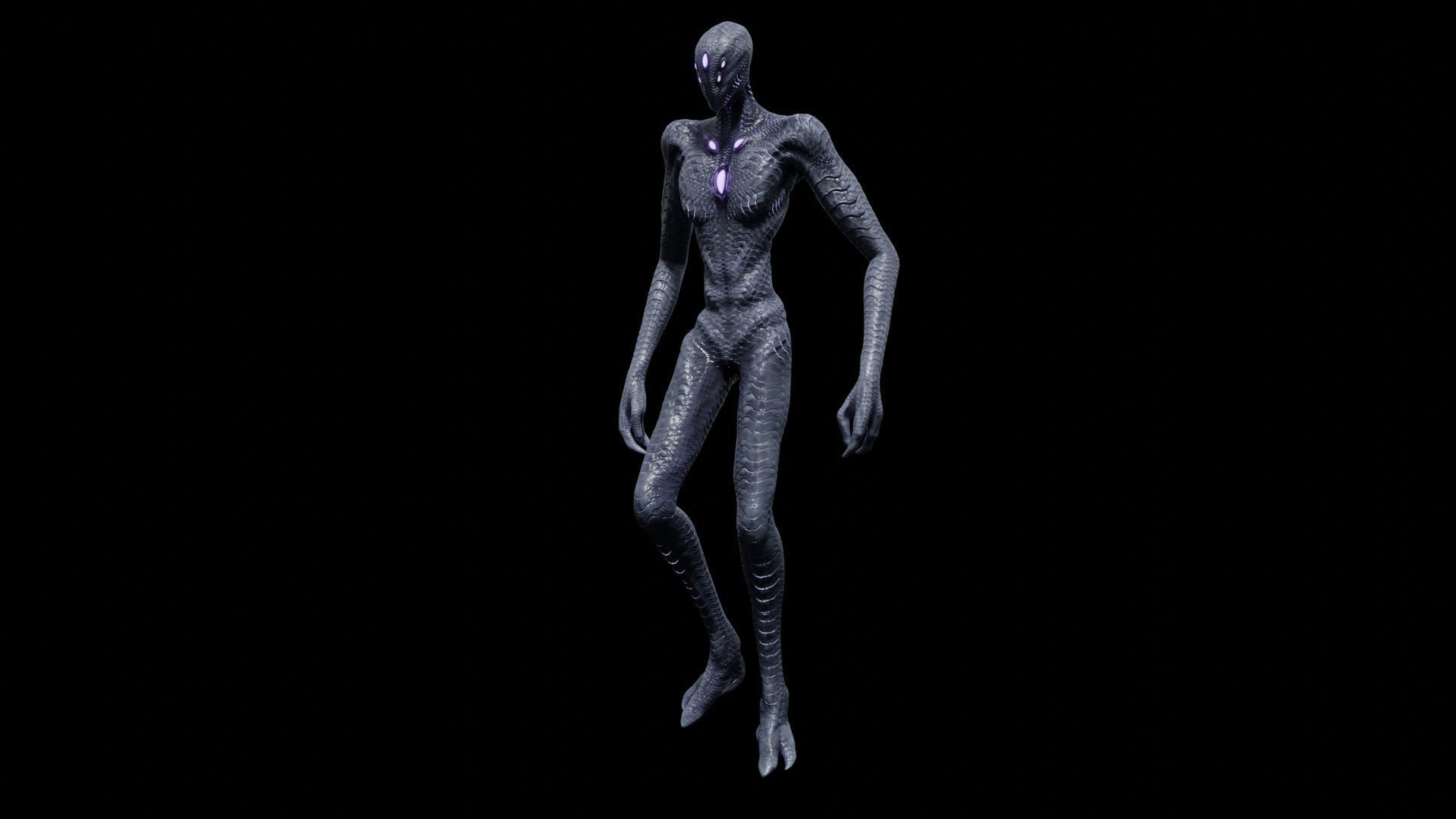 Alien God Entity Low-poly 3D model_12