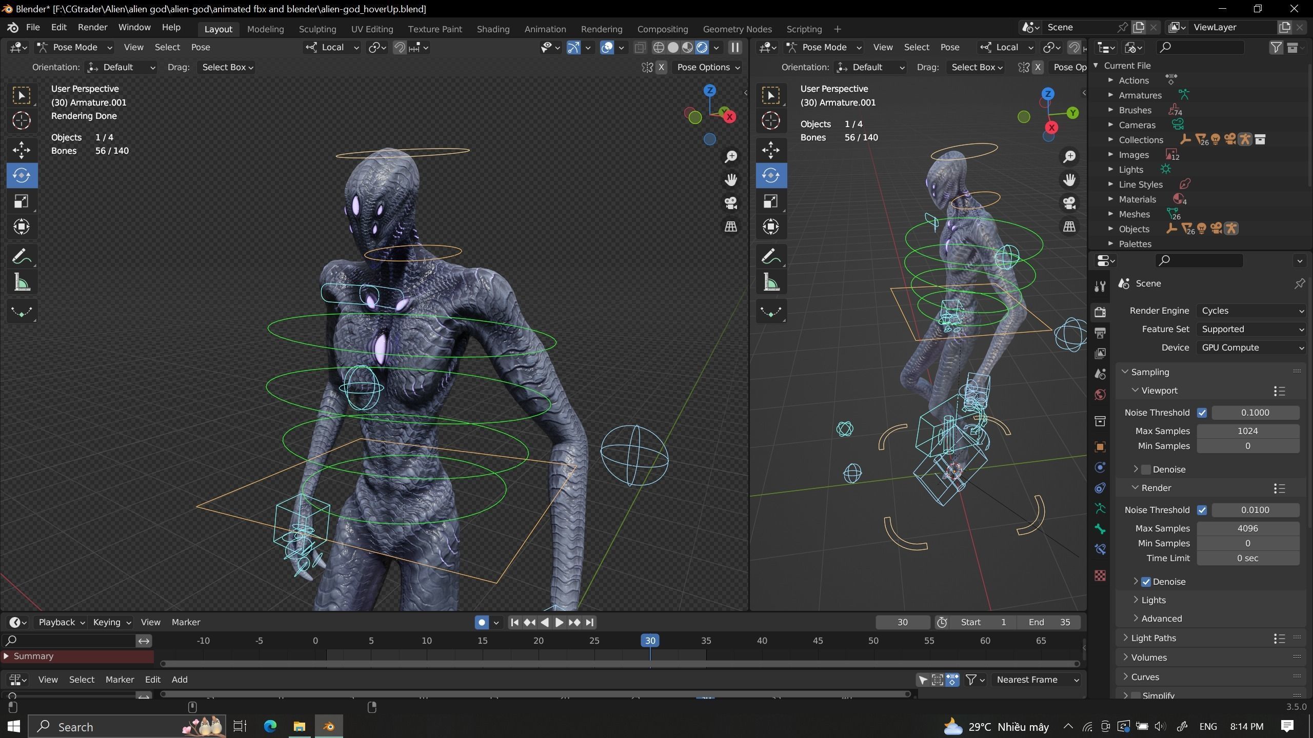 Alien God Entity Low-poly 3D model_17