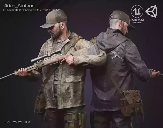 Aiden Stallhart - Character Survival Low-poly 3D model