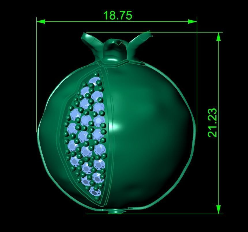 Pomegranate Pendant 3D print model_1
