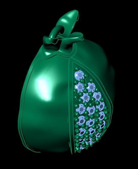 Pomegranate Pendant 3D print model_3