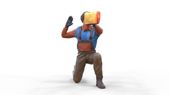 N7 Car Wash Worker with cleaning cloth 3D print model 7