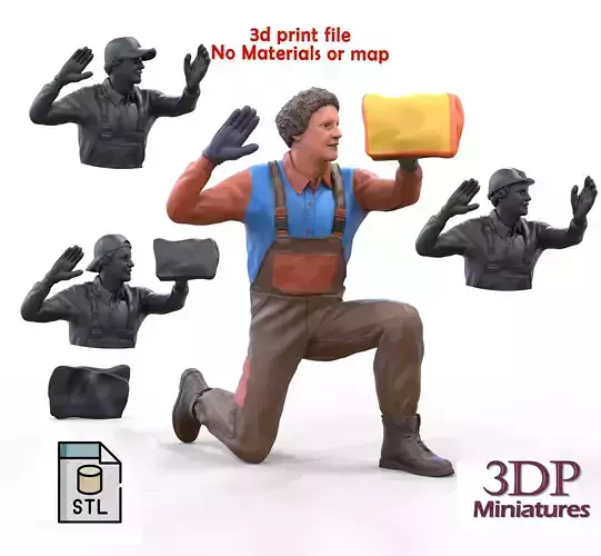 N7 Car Wash Worker with cleaning cloth 3D print model
