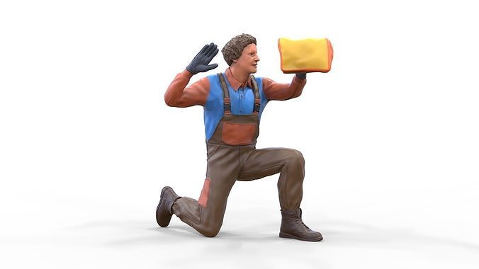 N7 Car Wash Worker with cleaning cloth 3D print model 3