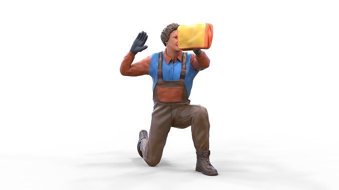 N7 Car Wash Worker with cleaning cloth 3D print model 6