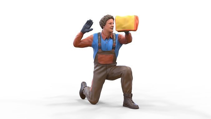 N7 Car Wash Worker with cleaning cloth 3D print model 5