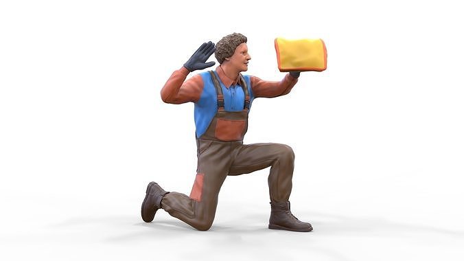 N7 Car Wash Worker with cleaning cloth 3D print model 2