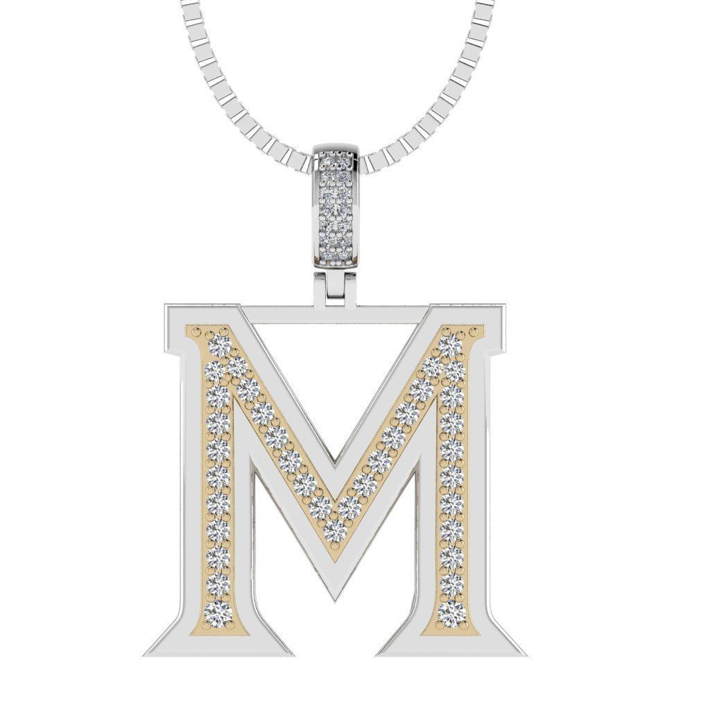 Alphabet Diamond pendant M 3D print model_22
