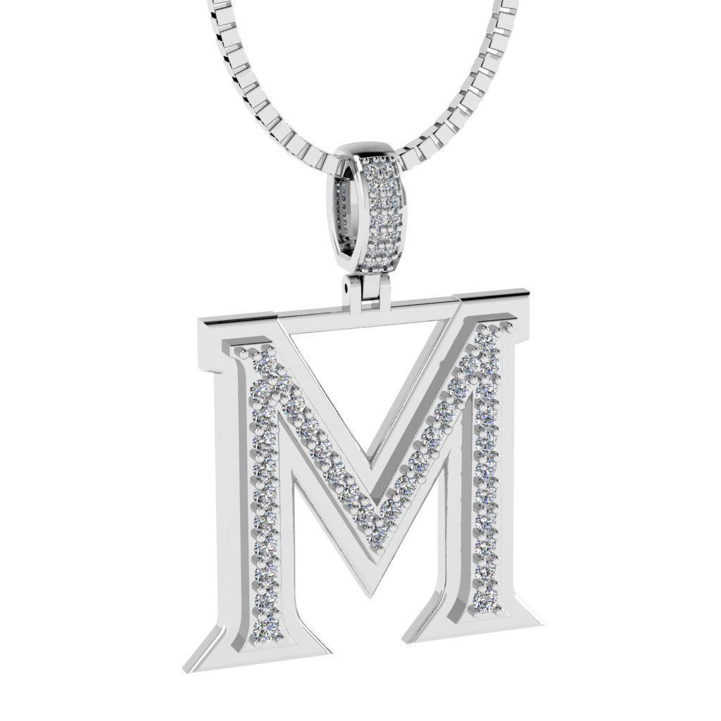Alphabet Diamond pendant M 3D print model_21