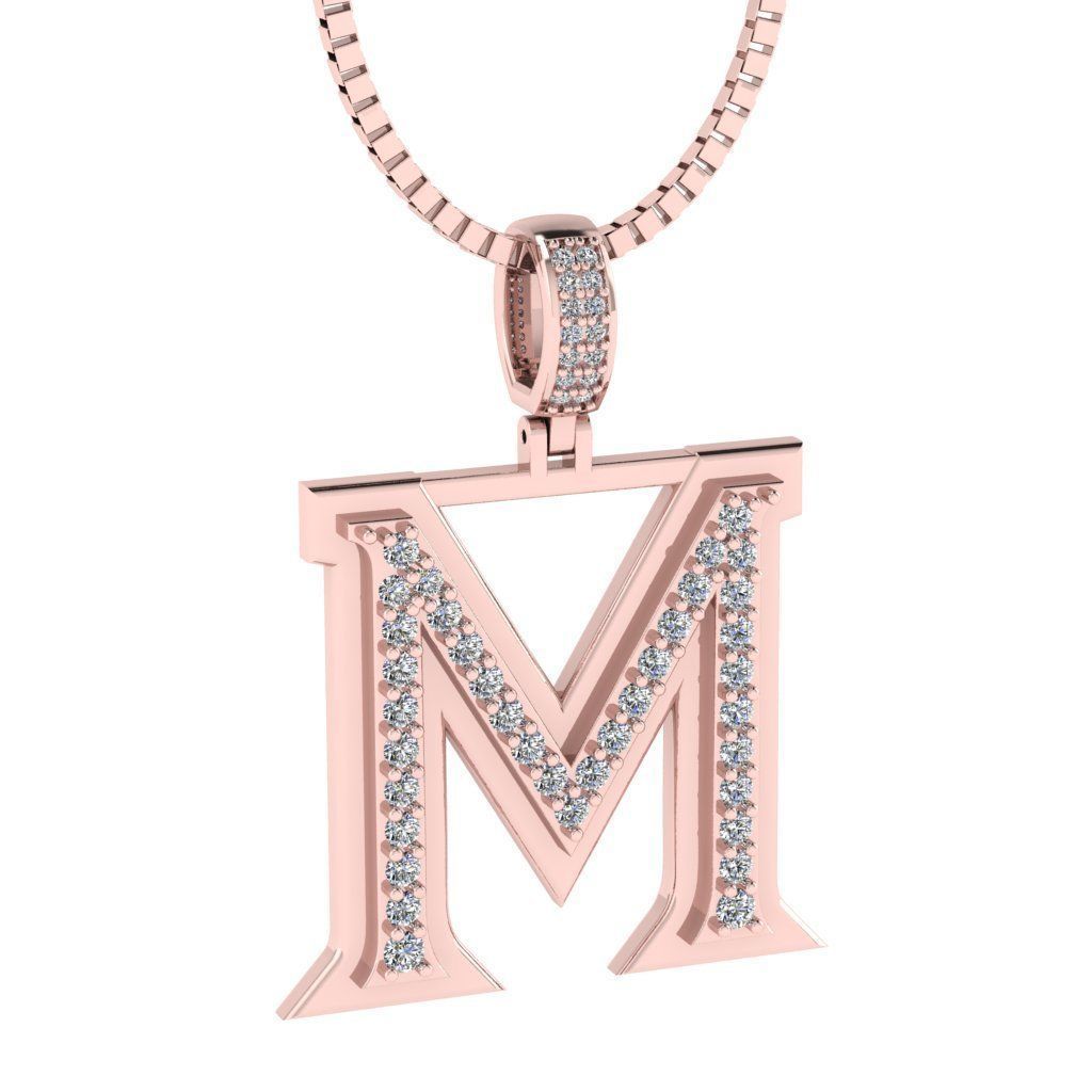 Alphabet Diamond pendant M 3D print model_20