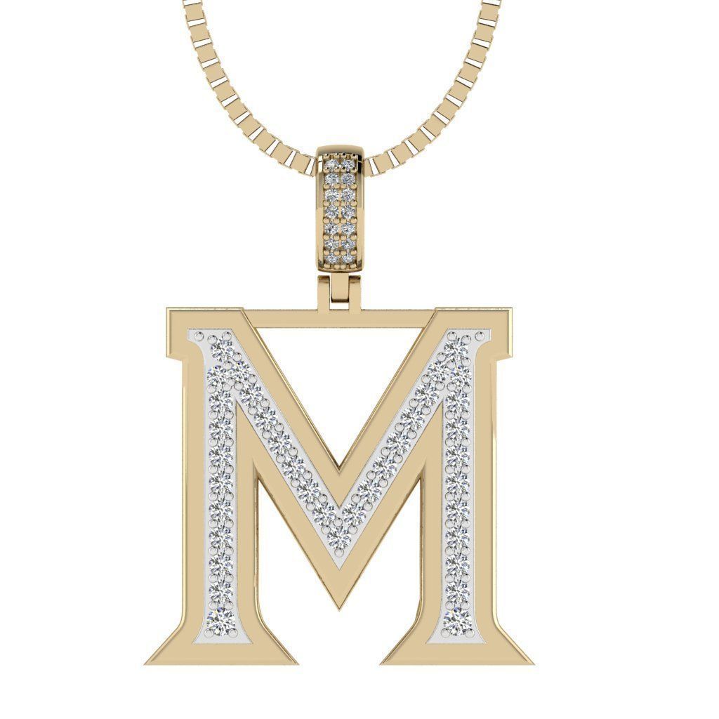 Alphabet Diamond pendant M 3D print model_15