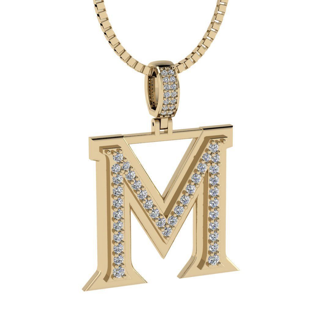 Alphabet Diamond pendant M 3D print model_16
