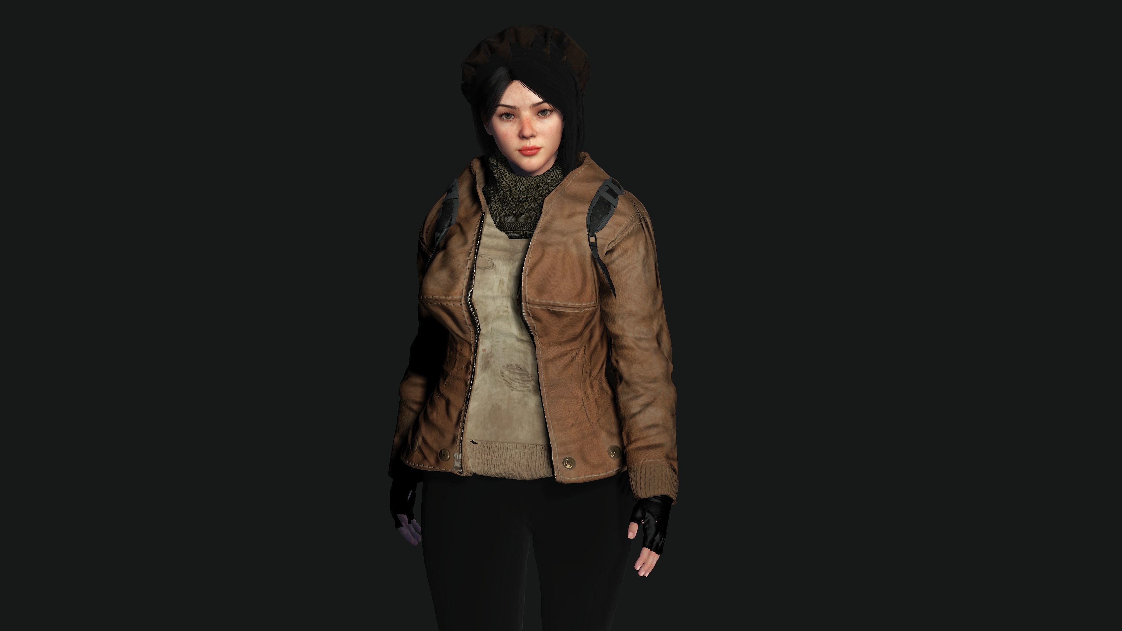 3D HYPER REALISTIC HUMAN RIG-KOREAN ASIAN GIRL - SURVIVAL OUTFIT Low-poly 3D model_7