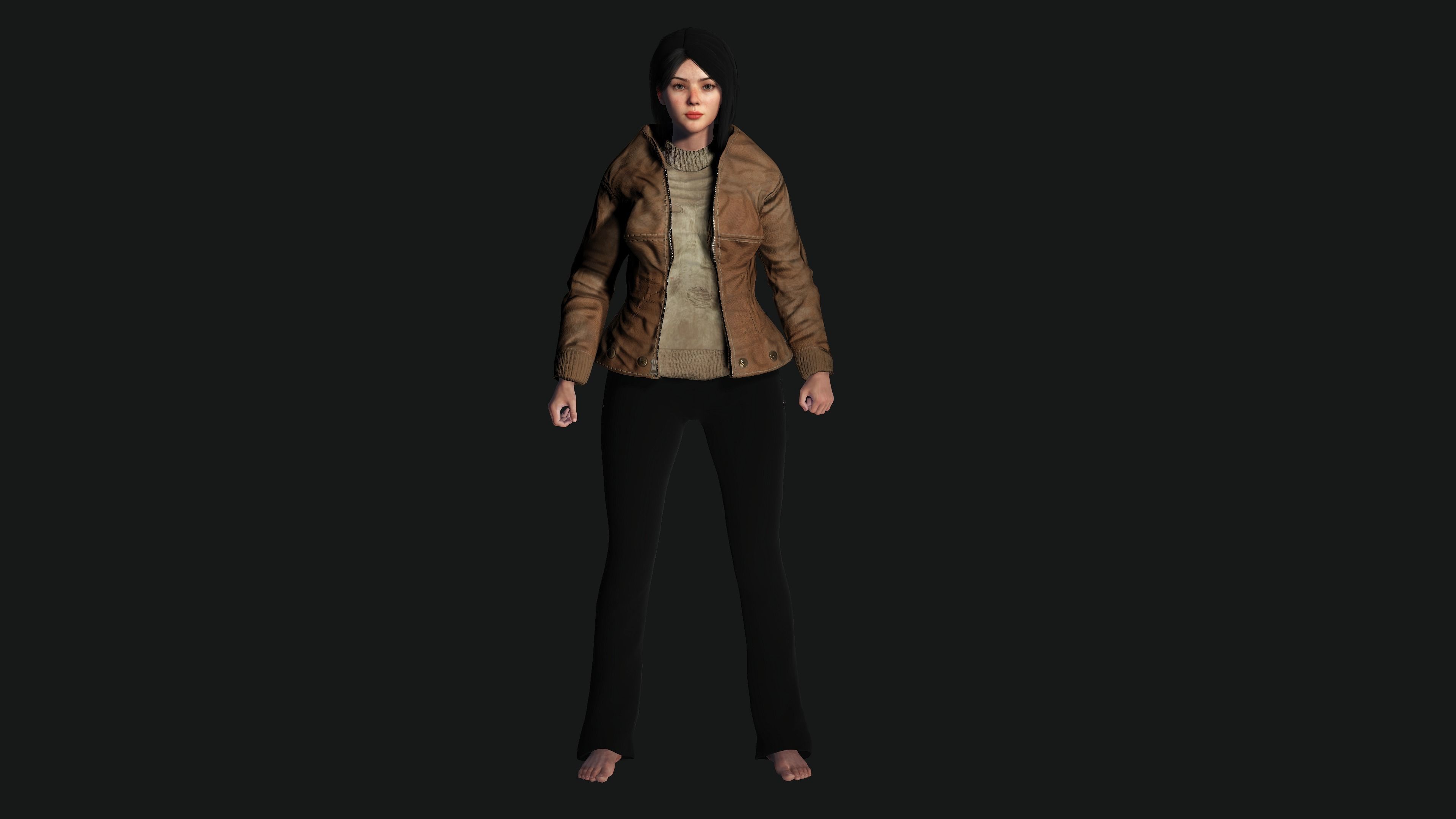 3D HYPER REALISTIC HUMAN RIG-KOREAN ASIAN GIRL - SURVIVAL OUTFIT Low-poly 3D model_14