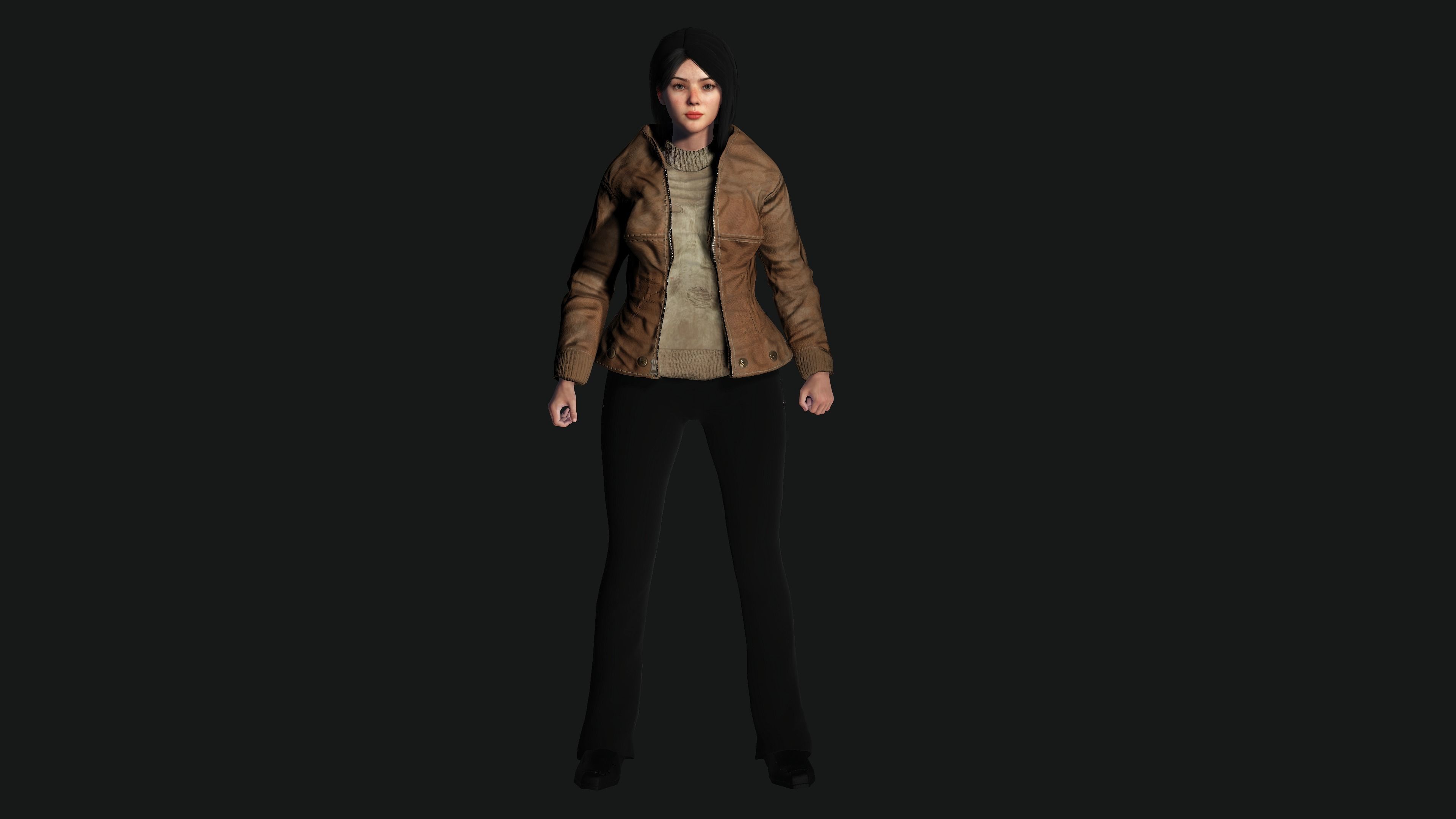 3D HYPER REALISTIC HUMAN RIG-KOREAN ASIAN GIRL - SURVIVAL OUTFIT Low-poly 3D model_13