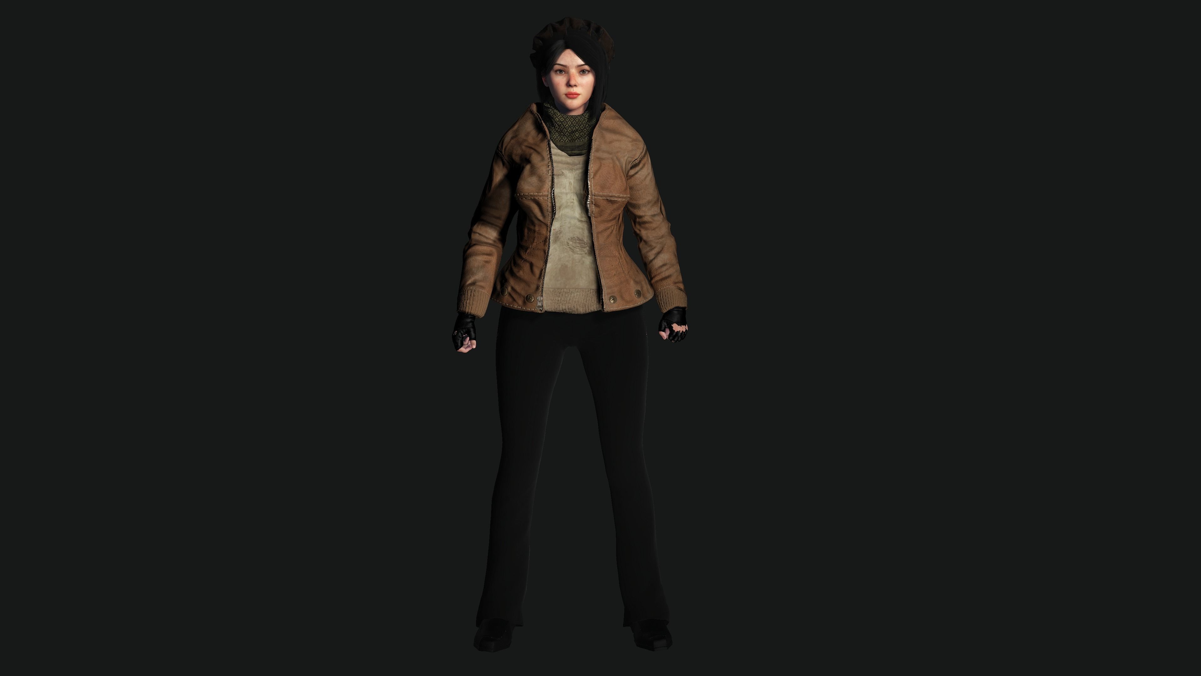 3D HYPER REALISTIC HUMAN RIG-KOREAN ASIAN GIRL - SURVIVAL OUTFIT Low-poly 3D model_10
