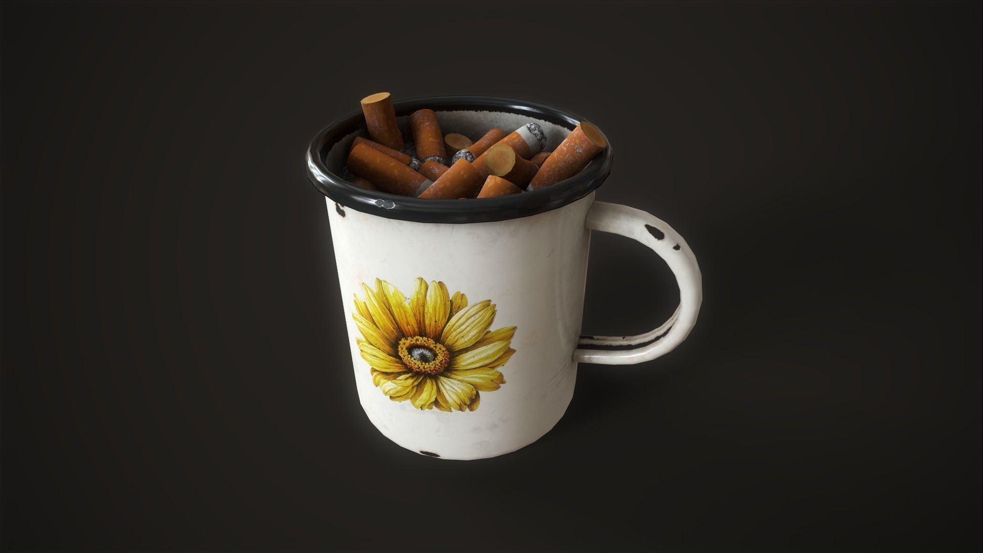 Enamel tableware set  Low-poly 3D model_11