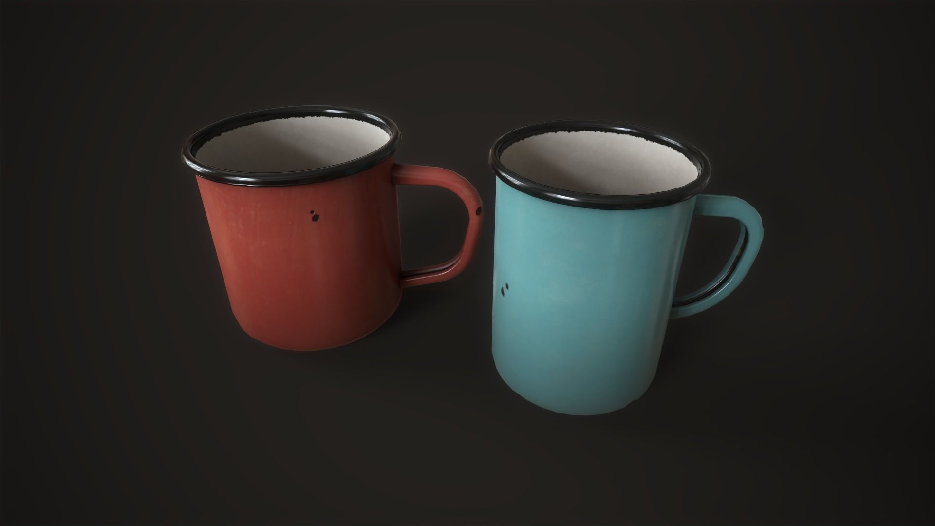 Enamel tableware set  Low-poly 3D model_31