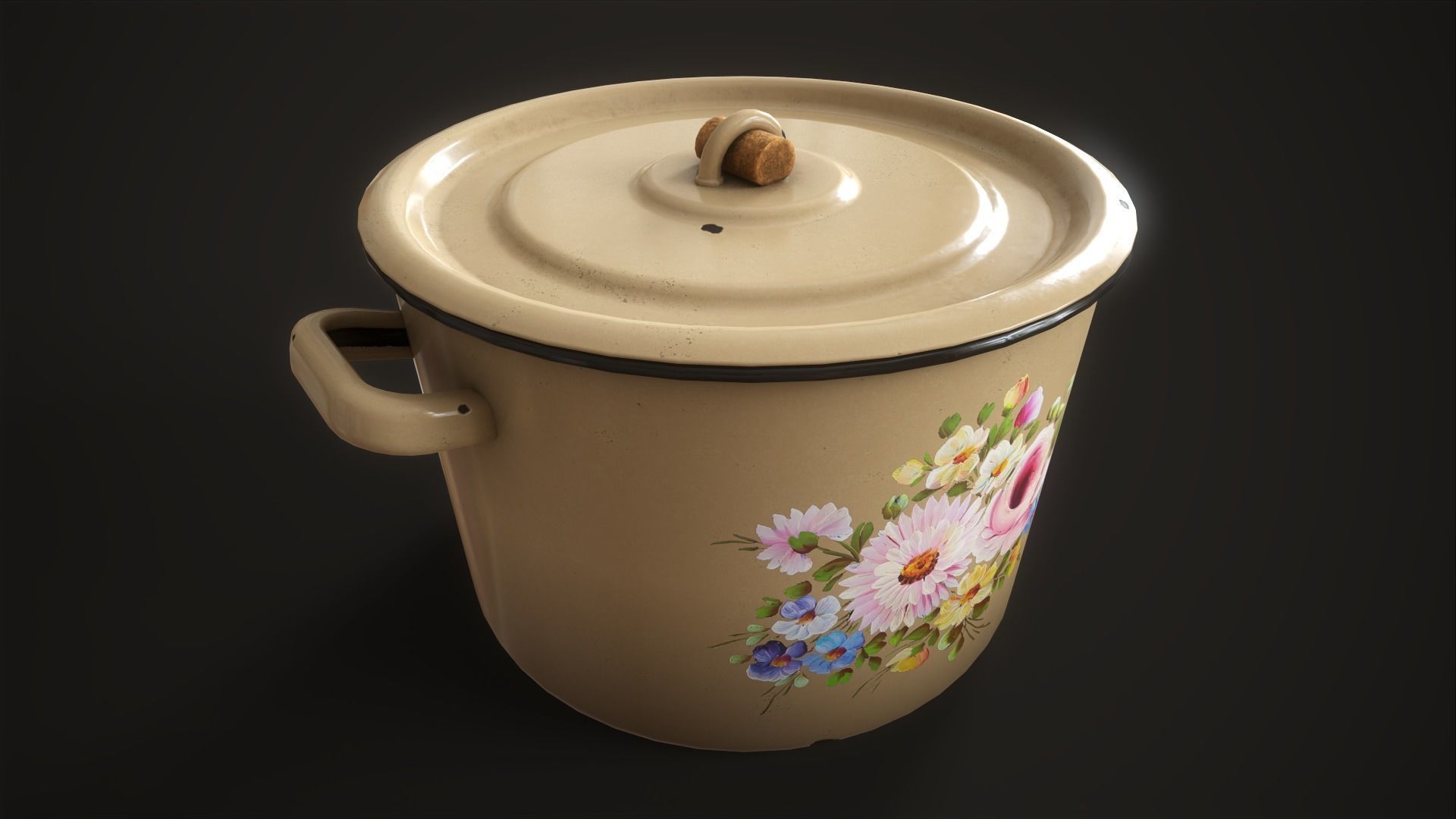 Enamel tableware set  Low-poly 3D model_22