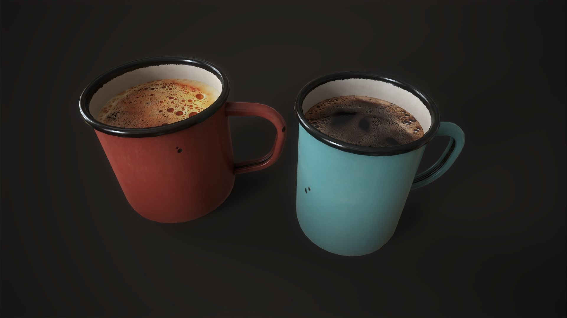 Enamel tableware set  Low-poly 3D model_32