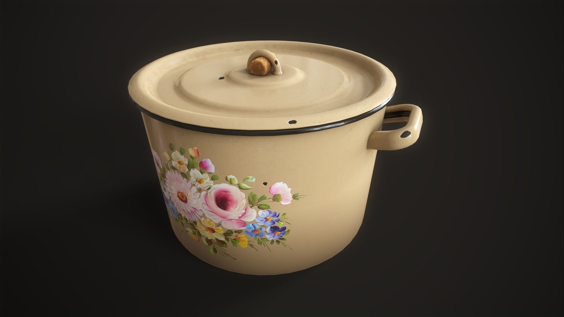 Enamel tableware set  Low-poly 3D model_20