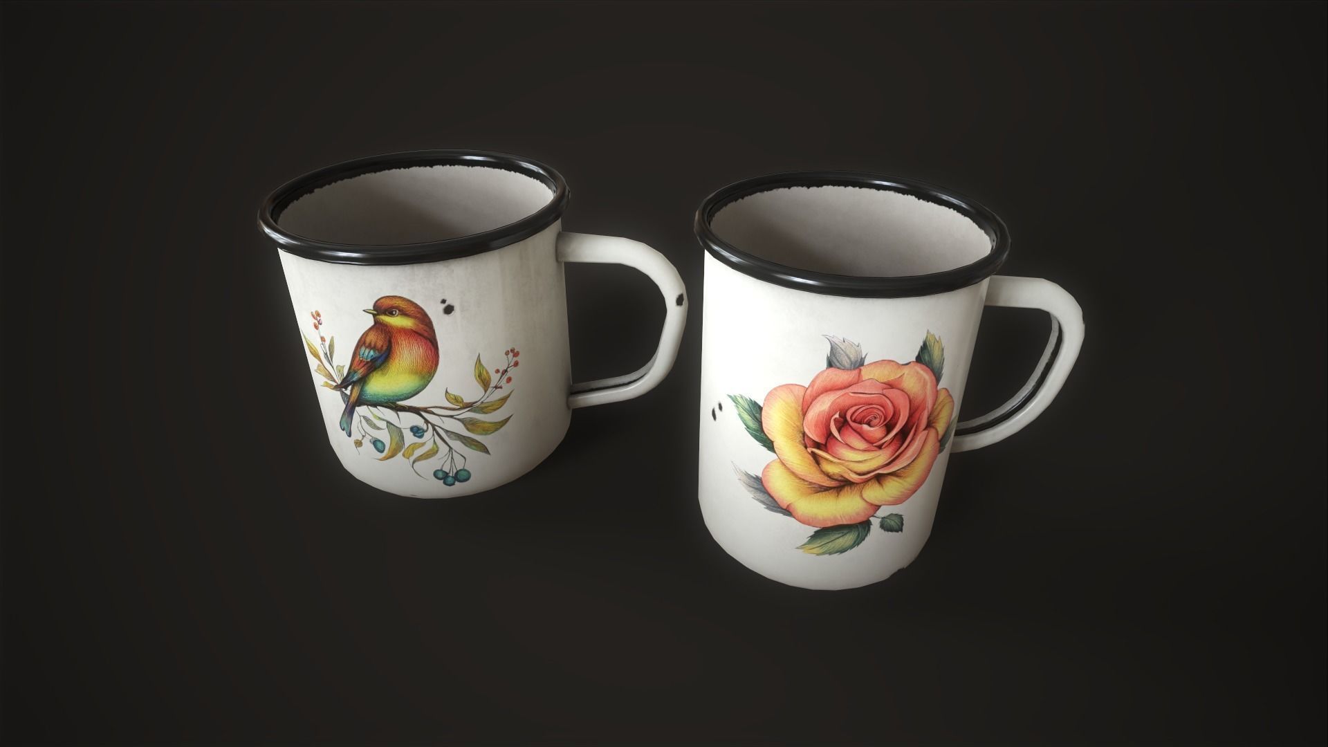 Enamel tableware set  Low-poly 3D model_30
