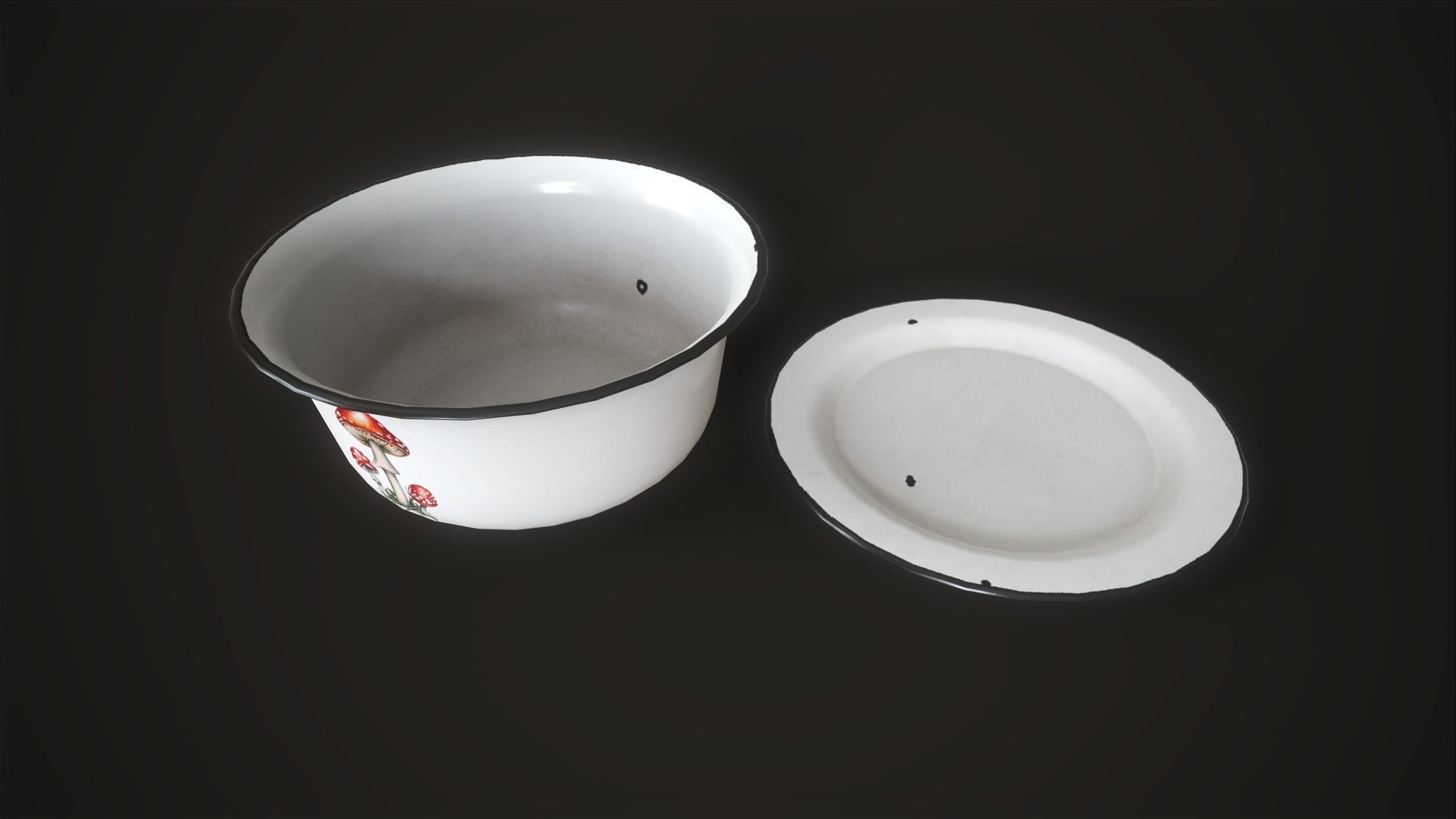 Enamel tableware set  Low-poly 3D model_29