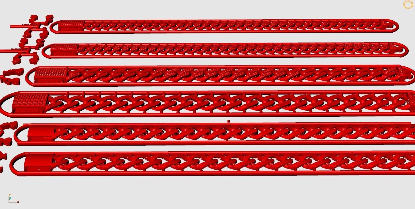 Cubans Collection 24 Fusion Link Chain Bracelets and Necklaces 3D print model_8